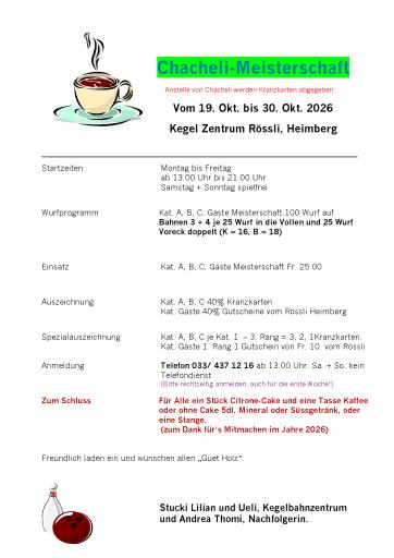 Chacheli MS 2026 (19.10. - 30.10.2026)