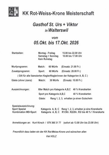 Rot-Weiss-Krone-Meisterschaft (05.10. - 17.10.2026)