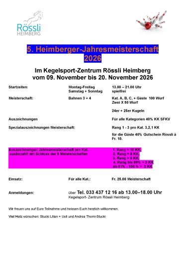 5. Heimberger-JMS 2026 (09.11. - 20.11.2026)